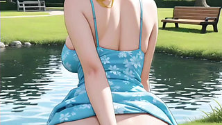 Hentai anime - I got horny in the park and I started playing with my dildo