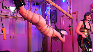 Hanging Pony Girl Slave Mila Receives Flogging and Pussy Tenderising by Goddess Vivienne L’amou