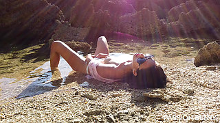 Cute Wife Fingering on Sea Beach