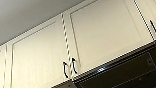 Sexy and Hot Long Legs Beauty in the Kitchen Takes off Her Underwear in a Transparent Lingerie with Seethrough Panties