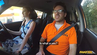 Zara Durose's British Hunk Bangs Her in a Fake Driving School POV