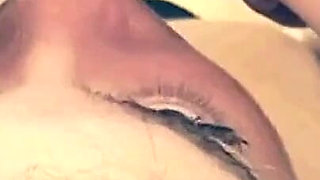 MILF Made up and Young Girl with Hairy Pussy Play with Double Dildo