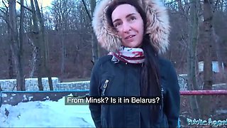 Brunette babe agrees to fuck with a stranger in his car POV