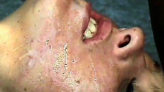 Insatiable amateur wife gangbanged and facialized outside