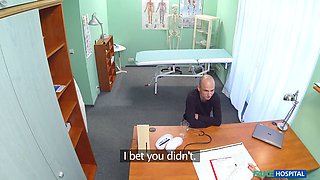 Faux hospital - sex-positive nurse tempted her old college prof for a hard office pound