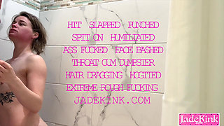 Submissive girlfriend piss humiliation in bathroom