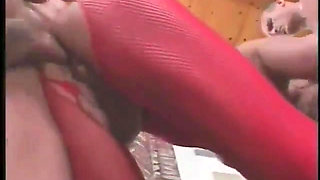 Brunette babe gets picked up in a gangbang while getting fucked