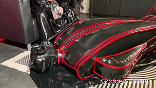 Rubberdoll Teased in Full Rubber Encasement Sarcophagus with Gas Mask