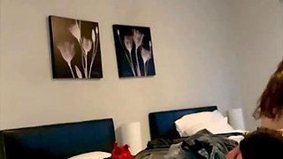 Naughty big titty bitch takes on two college penises