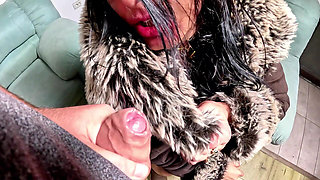 Magic Whore Transformation in Shearling and Uggs. Pee, Deepthroat, Cum on Fur and Squirting