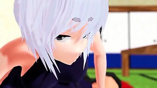 Hentai redhead gives blowjob and having sex