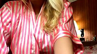 Big Boobed Blonde Masturbates With A Dildo In The Bathroom