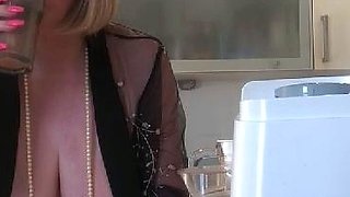 Big Boobed Blonde Masturbates With A Dildo In The Bathroom