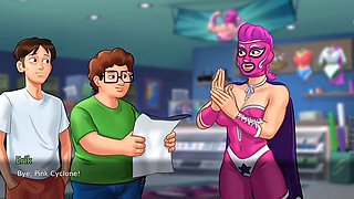 Hot stepsister Lustfulloumge gives a steamy handjob in her Summertime Saga remake