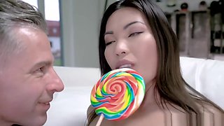 Polly Pons Grinds Her Tight Asian Slit On Top The Studs Dong