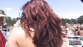Erotic amateur's nudist resort scene