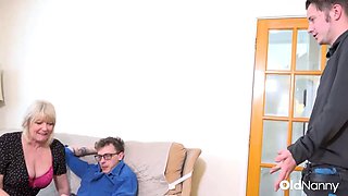 Oldnanny Blonde Granny Seduction With Two Young Guys Threesome
