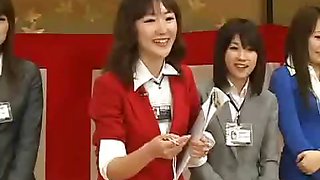 Bottomless no panties Japanese employees play sex games