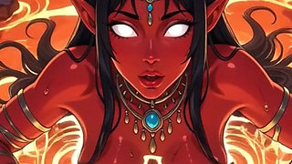 98.demon Girl in a Lava Bath Sexy Pose. Ai Animation