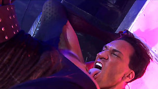 BDSM Anal foursome for busty brunette and blonde in stockings