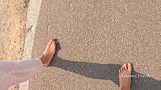 Wetting Jeans Together on a Barefoot Hike
