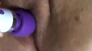 Stimulating My Clit with Wand Vibrator Moaning Intense Orgasms