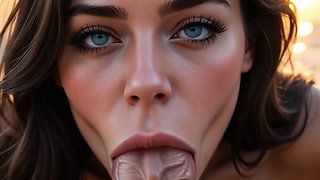 Hot babe blowjobs huge white cock