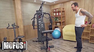 Petite Asian Ember Snow Does A Workout As Alex Legend Helps Her Stretch Her Tight Pussy