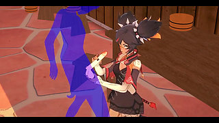 Genshin Impact Hentai - Xinyan Handjob and Blowjob - Japanese Asian Manga Anime Film Game Porn