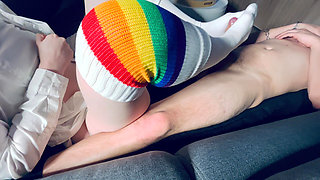 I Sockjob My Stepbrother with Long Socks