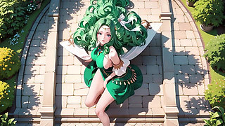 Green Queen on the Golden Throne! Lazy Seduction in a Silk Gown, What Secrets Hide Beneath?