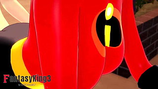 Elastigirl's Flexy Adventures: A Super-Hot Hero's Animated Story