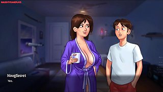 Sexy Roommate Jenny Getting Nude Showing Her Huge Boobs, Huge Tits Slut Teasing - Summertime Saga 09