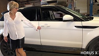 Busty Blonde MILF Didine Fucked in the Car by Her Driver