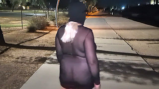 Thick BBW wife strips in public park and role play with hus! BadBlondieMonroe