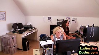Office strapon femdoms ravaging coworker