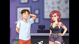 University summer adventures with big boobed students in Summertime Saga