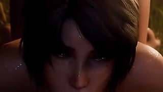 Thicc Ass Jote Deepthroating a Hard Cock Near a Camp Fire