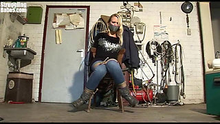 Dutch Girl Chair-tied Mouth Taped Struggling