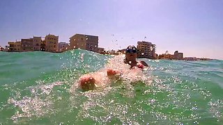 Beautiful Brunette Big Boobs Rides Fake Cock