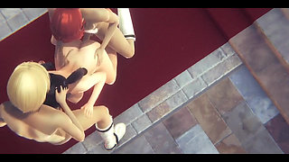 Hentai Uncensored - Yumiko Plays with Two Friends and Jerks off and Gets Fucked by Both of Them in a Church - Japanese Asian Man