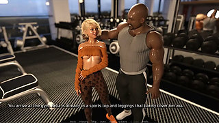 My Hotwife - Gameplay - Roleplay - Wife Shares Used Condom Cum with Husband - Gym Bukkake Gangbang