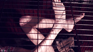 Tiny teen Odette Delacroix caged up and in heat