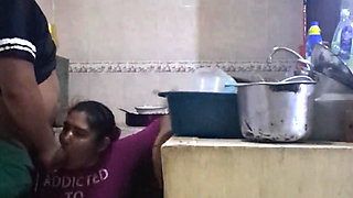 Employee Fucking and Sucking When She Washes Dirty Dishes