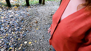 Public Tit Slapping: Naked Submissive Gets Punished in the Woods