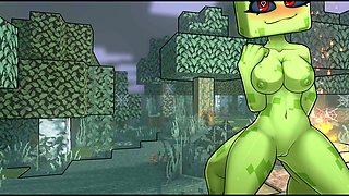 Horny anime creeper from Minecraft ready for some naughty fun