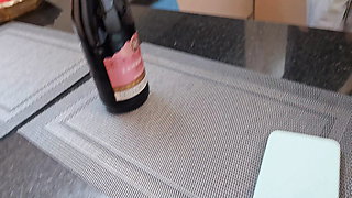 Hot college girl calls her best friend's boyfriend to fuck her, cheaters have sex in the kitchen