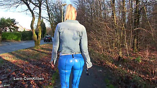 german blonde in tight leather pants