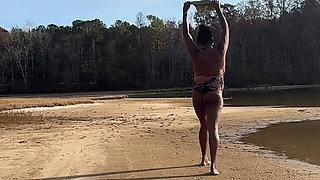 EBONY COUGAR ENJOYING THE SUN IN SWIMSUIT!