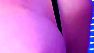 Vulva rubbing close up with blonde handling monster dildo